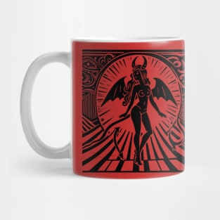 Lino Cut Devil Girl Mug